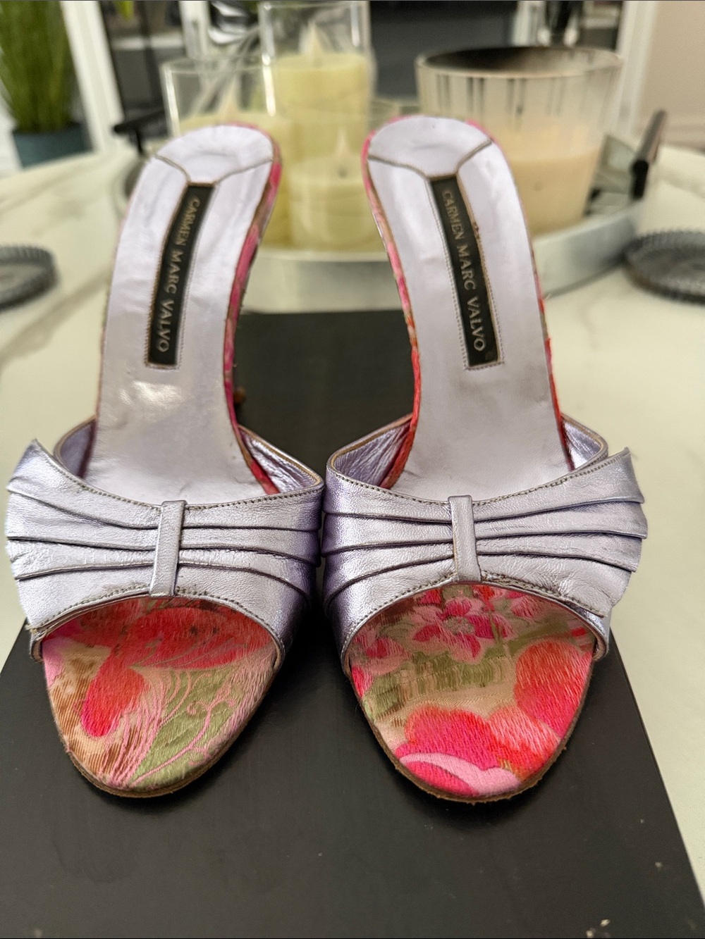 Women’s Lavender Satin Open-Toe Heels